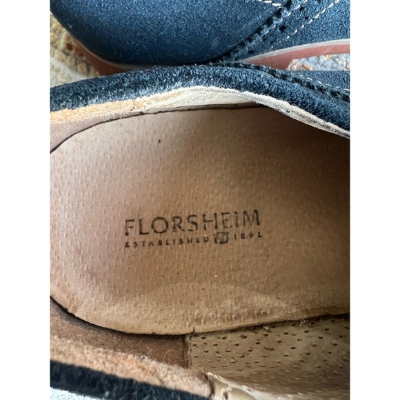 Mens FLORSHEIM Suede Wingtip Shoes Blue Sz 12D - Picture 11 of 12